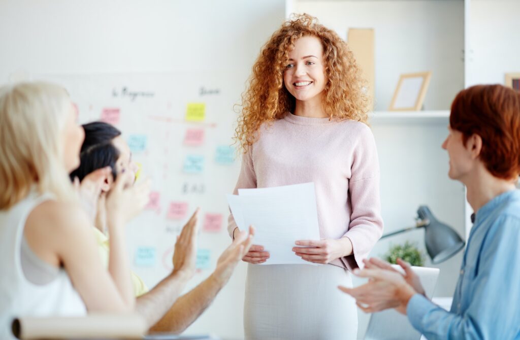 Marketing expert holding lecture